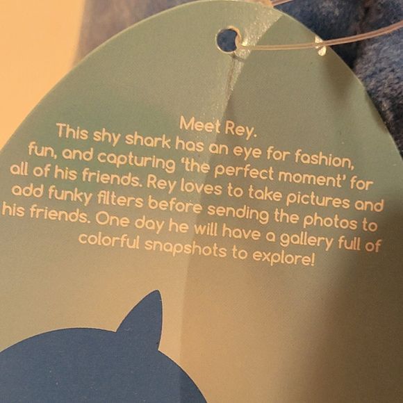 Squishmallow Rey Blue Shark w/ Check Scarf 8" Soft Plush Toy. NEW w/ Tags - Picture 10 of 12